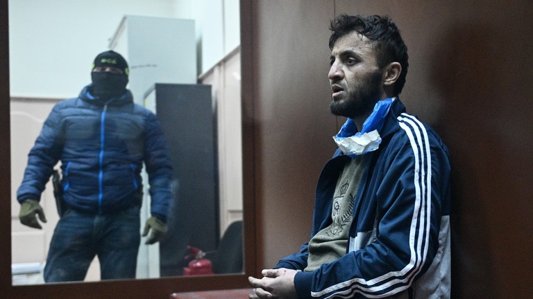 Dalerdzhon Mirzoyev, one of the terror attack suspects at a trial. Photo: Sputik